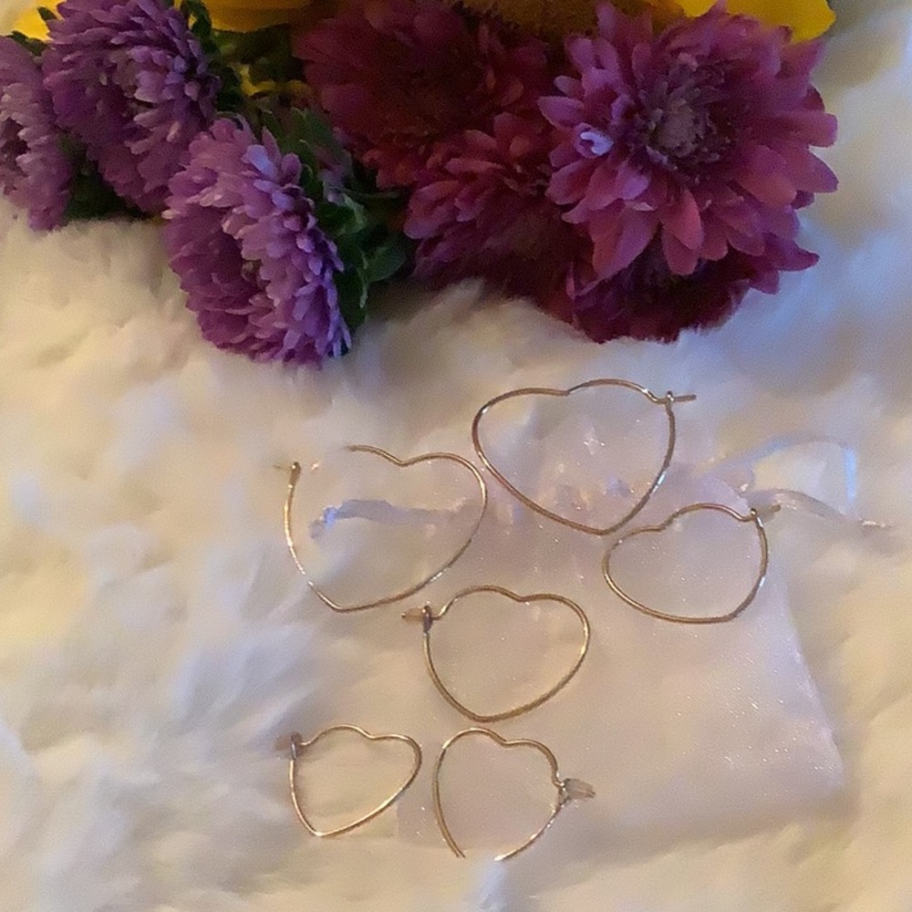 Gold Heart Hoops Set